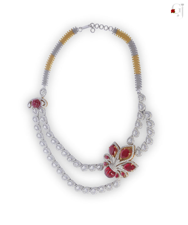 RUBY & PEAR GARLAND NECKLACE